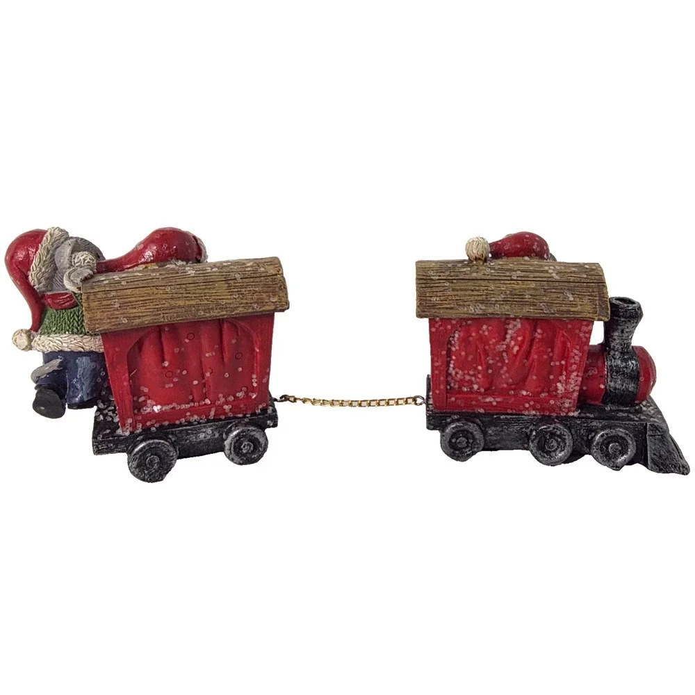 Christmas Mice Train Figurine 2-Piece Resin Holiday Tabletop Decor Red